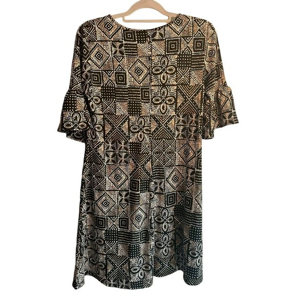 Ruby Rd. Fav. Ladies Ruffled Sleeve Black Dotted Abstract Pattern Dress SZ Small - Picture 3 of 7